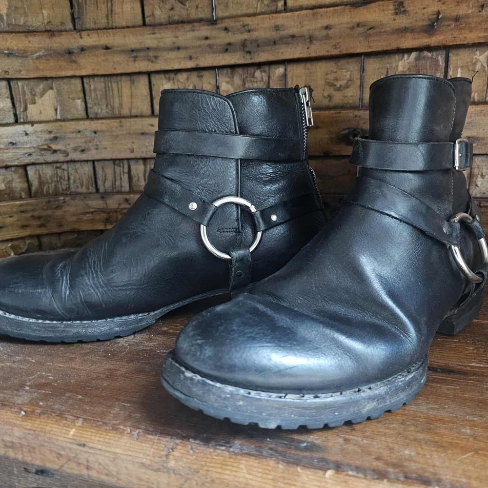 Freebird by Steven Black Leather Buckle Boots